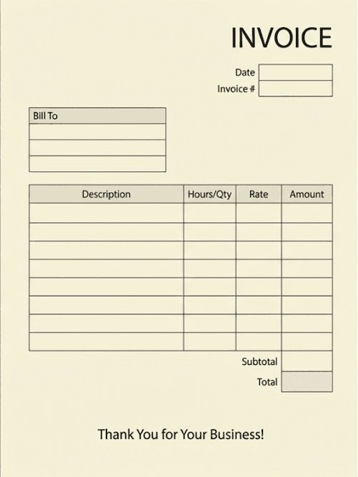 Simple freelance invoice template example